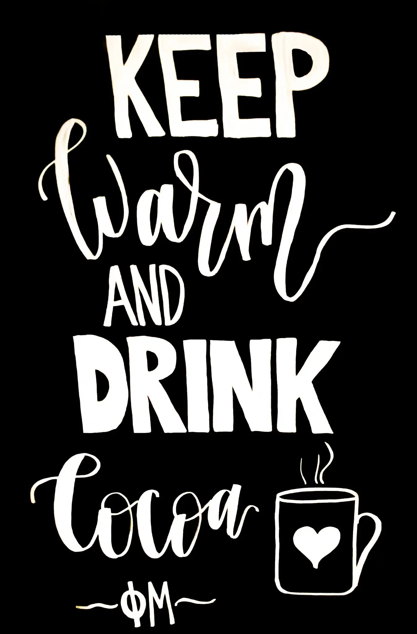 Keep warm and drink coffee - black white hand Vector Image